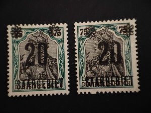 Saar 1921,Sc.#65 MNH. left normal, right double print