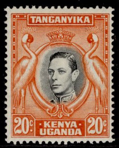 KENYA UGANDA TANGANYIKA GVI SG139b, 20c black & orange, NH MINT.