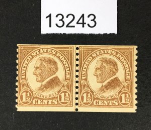 MOMEN: US STAMPS  # 598 LINE PAIR MINT OG NH LOT #13243