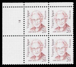 PCBstamps    US #2179a PB 80c(4x20c)Virginia Apgar, B1, MNH, (PB-1)