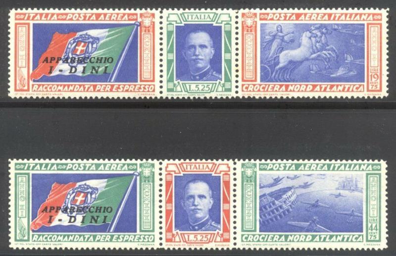 ITALY #C48-49 Mint NH - 1933 Balbo Flight Triptych (DINI)