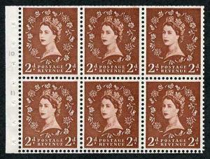 SB78 2d Light Red-Brown Wmk Edward Upright Booklet Pane of 6 U/M