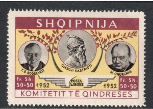 Albania 1952 Cinderella 50 + 50  Kastrioti , Roosevelt & Churchill I Combine S/H