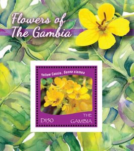 Gambia 2015 - Flowers of Gambia - Souvenir stamp sheet - Scott #3700 - MNH