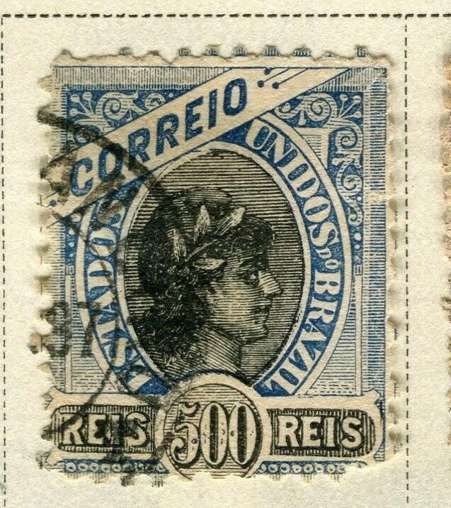 BRAZIL; 1894 early classic issue fine used 500r. value