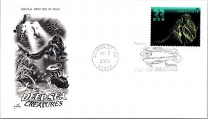 FDC 2000 SC #3443a Artcraft Cachet, Fangtooth - Monterey CA - Single - J2814