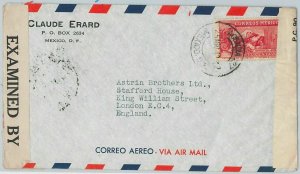 47948 MEXICO - POSTAL HISTORY - COVER to UK with BRITISH & USA Censors 1942-