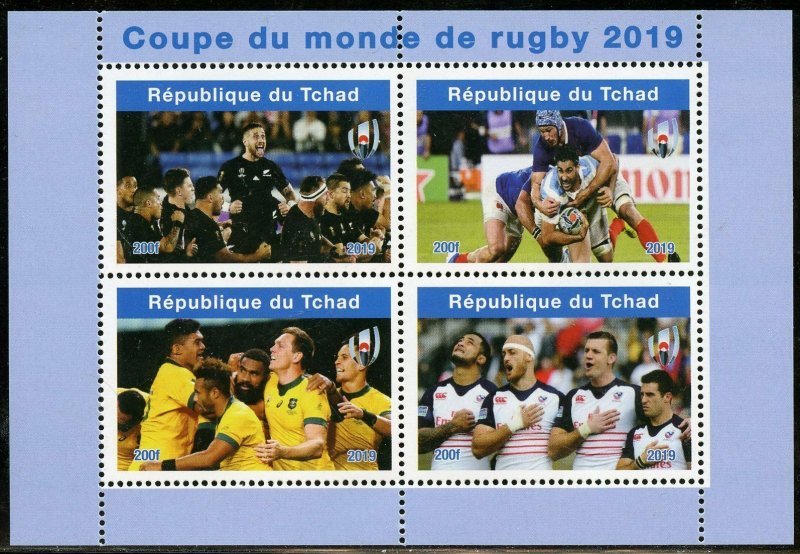 CHAD  2019 RUGBY SET OF TWO  SHEETS  MINT NEVER HINGED