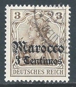 Germany Offices in Morocco #33 Used 3pf Germania Issue Ovptd. Marocco & Sur...