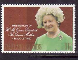 Falkland Islands-Sc#305-unused NH set-Queen Mother-80th Birthday-id3-1980-