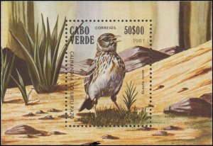 Cape Verde #441, Complete Set, S/S Only, 1981, Birds, Never Hinged