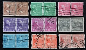 US #839-847 Joint Line Pair Used Set 1939