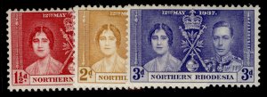 NORTHERN RHODESIA GVI SG22-24, CORONATION set, M MINT.