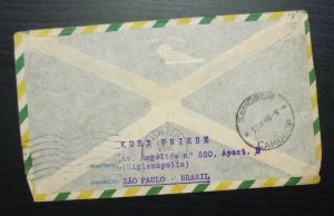 Brazil 1958 Cover from Sao Paulo to Samobor Croatia - Airmail Brasil Ship A3