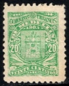 1903 Colombia Local Post City of Medellin 20 Centavos Unused