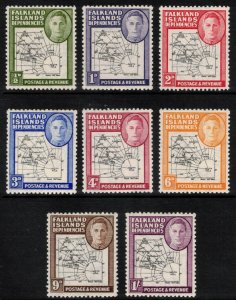 FALKLAND DEPENDENCIES 1946 Thick Map; Scott 1L1-8, SG G1-8; MNH