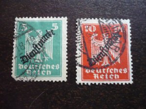 Stamps - Germany - Scott# O54-O55 - Used Partial Set of 2 Stamps - Overprinted