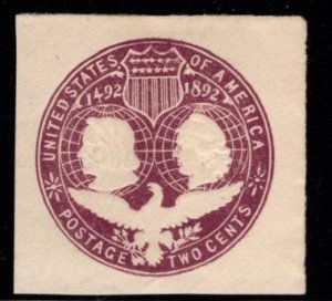 #U349 Columbus & Liberty  Cut Square - Mint