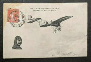 1910 Early Aviation Monopalne Bleriot France to London England RPPC Cover