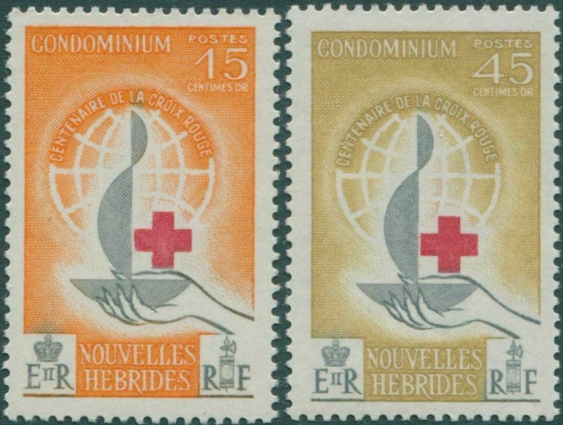 New Hebrides French 1963 SGF108-F109 Red Cross set MNH