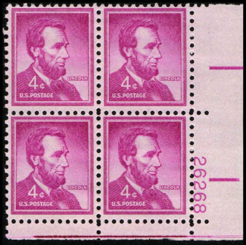 US #1036a LINCOLN MNH LR PLATE BLOCK #26268