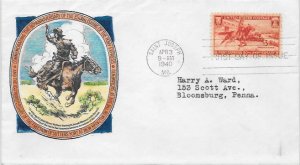 894 FDC, Hand Colored Cache, Pony Express, Free Insured Shipping;