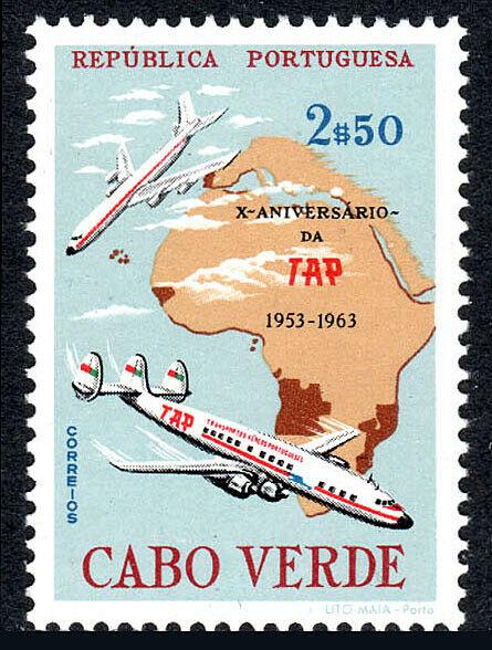 Cape Verde 327, MNH. Transportes Aereos Portugueses, 10th anniv. Jet Liner, 1963