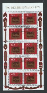 Germany Scott B564 / Michel 1023: 1979 Stamp Day Miniature Sheet of 10, VF-CDS