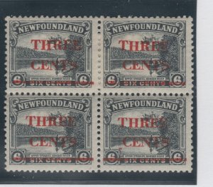 NEWFOUNDLAND  #130 3 cents on 6 cents. F-VF** Block of 4 variety