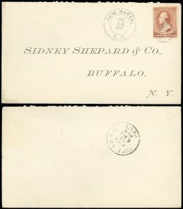 OCT 14 1884 NEW HAVEN NY Double Circle Cds! Address SIDNEY SHEPARD & CO Buffalo!