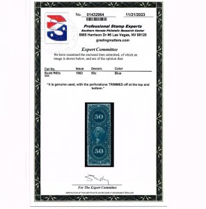 VERY AFFORDABLE GENUINE SCOTT #R63c 1862 BLUE SURETY BOND REVENUE PSE CERT