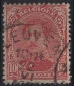 Belgium 112 (used) 10c Albert I, carmine (1915)