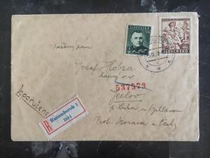 1940 Ruzomberok Slovakia Censored Registered Cover to Germany