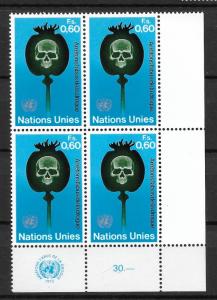 UN Geneva 32 Drug Abuse LR MI Block of 4 MNH