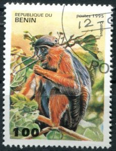 Benin Sc#757 Used, 100fr multi, Primates (1995)