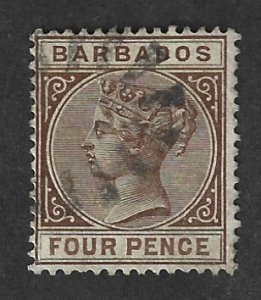 Barbados Scott #65  Used 4p Queen Victoria 2022 CV $2.25