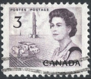 Canada SC#456 3¢ QE II, Oil Derrick and Combine Harvester (1967) Used