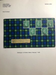 1948 Edinburg Scotland England Color Cover To Portland ME USA