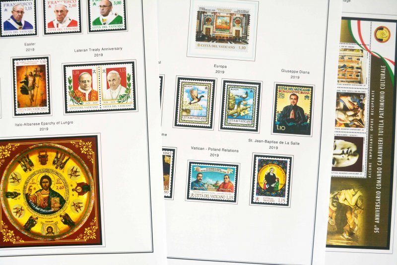 COLOR PRINTED VATICAN CITY 2011-2020 STAMP ALBUM PAGES (48 illustrated pages)