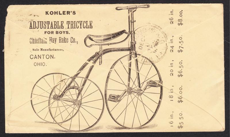 Illustrated Adjustable Tricycle for Boys - Chieftain Hay Rake - 1890