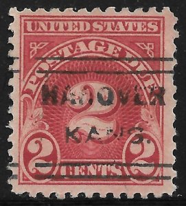 KS Precancels: Hanover 631, Better; PSS Type CV $15; 2c 1930 Postage Due #J71