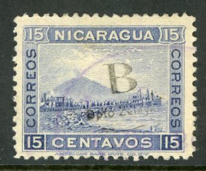 Nicaragua 1905 Bluefields 15¢  Blue Momotombo VFU Signed V64