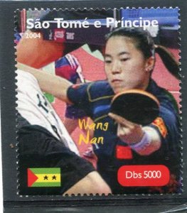 Sao Tome & Principe 2004 WANG NAN TABLE TENNIS Stamp Perforated Mint (NH)