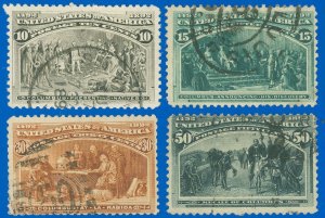 USA SCOTT #237-240 Columbian Issues, Used-F/VF & Fault Free! SCV $378.00! (SK)