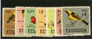 ECUADOR C441-C447 USED SCV $3.15 BIN $1.25 BIRDS