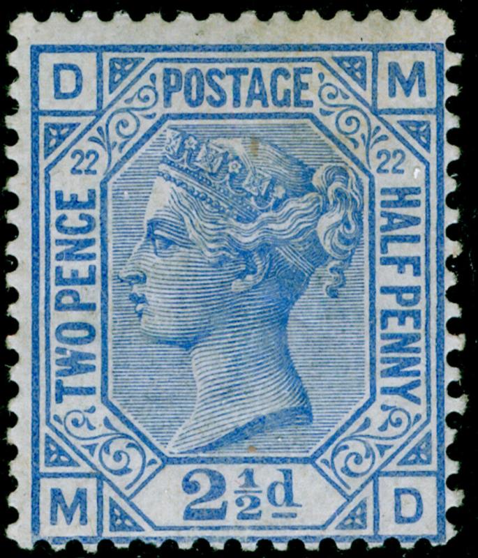 SG157, 2½d blue plate 22, M MINT. Cat £450. MD