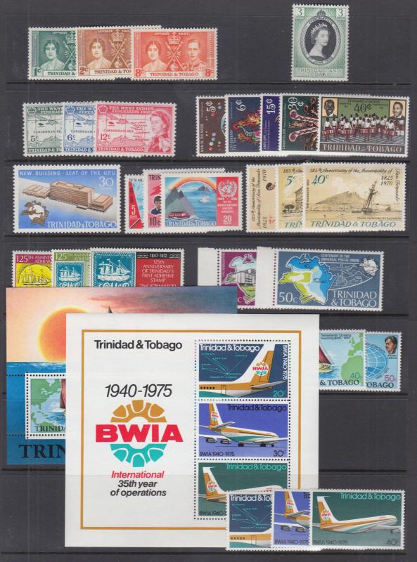 Trinidad & Tobago Sc 47//324a MNH. 1937-1980 issues, 17 complete sets, VF