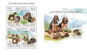 Dogs Hunde Truffes Mushrooms Pilze Champignons Animals Fauna Togo MNH stamp set