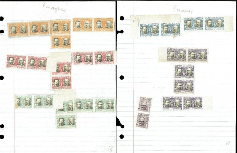 Paraguay Imperf.Pairs. Horizontal & Vertical Pairs Imperf. Between