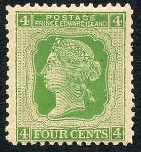 Prince Edward Island SG39 4c yellow-green (toned) U/M Cat 12 pounds 